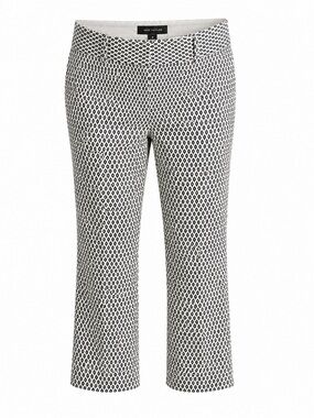 Ann Taylor Black & White Diamond-Print Cropped Pants